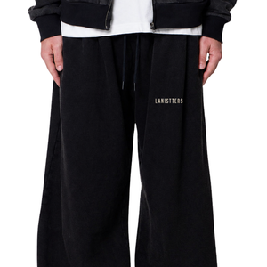 Pantalon en molleton extra large pour homme, coupe large, taille à cordon, ourlet ouvert, style streetwear uni, fournisseurs d'usines de vêtements OEM - Product Image 3
