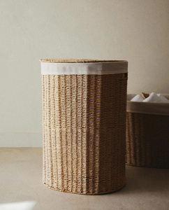 Cesta de Almacenamiento Circular Moderna y Ecológica con Tapa e Interior de Tela, Diseño Elegante, Venta al Por Mayor OEM/ODM desde Hanoi, Tendencia Actual - Product Image 6