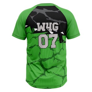 Baseball Jersey Green Camouflage Print Moisture Wicking 100% <b>Polyester</b> Men's Short Sleeve Regular Fit - Product Image 3