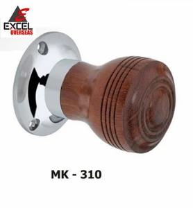 Poignée de porte en bois élégante avec anneau chromé, finition laiton, installation standard, prix de gros - Product Image 1