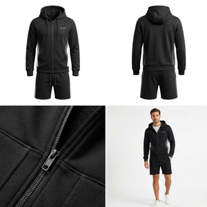 Custom Plus Size Casual Summer Tracksuit Unisex Midweight Breathable Hooded Printed Full Sleeve <b>T</b>-Shirt Shorts Set Quick Dry - Product Image 5