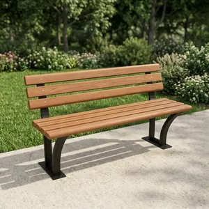 Three Seater Wooden Office <b>Sofa</b> <b>Bench</b> with Black Metal Frame for Reception Lobby Waiting Area Commercial Seating - Product Image 2
