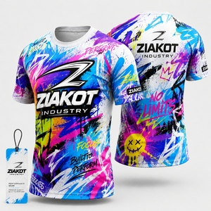 ZIAKOT industry Nouveau design T-shirt de performance 3D pour homme, motif graffiti personnalisé, psychédélique lumineux, blanc-bleu clair - Product Image 6