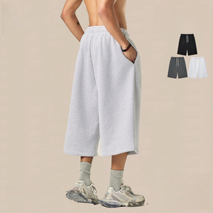 Shorts Harem en Coton Noir à Taille Élastiquée, Coupe Ample, Taille Mi-Haute, Style Jogger, Couleur Unie, Décontracté - Product Image 6