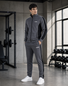 Ensemble de survêtement F2WIN pour homme, bleu et blanc, avec blocs de couleur, veste à capuche décontractée avec cordon de serrage et pantalon, respirant, coupe régulière, idéal pour l'été, OEM - Product Image 2