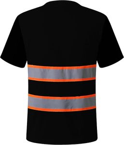 Camisa de Trabajo Unisex de Alta Visibilidad Naranja, Poliéster con Franjas Reflectantes, Bolsillo en el Pecho, Uniforme de Seguridad, Resistente al Viento y Cómoda - Product Image 3