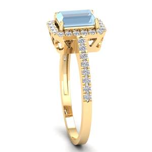 แหวนทองคำแท้ 14K 18K ประดับพลอยอะความารีนสำหรับผู้หญิง ราคาขายส่ง REYES พร้อมเพชรทรงรัศมีรับรองโดย IGI สำหรับผู้หญิง - Product Image 3