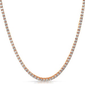 S925 Silver Rose Gold Plated VVS Moissanite Diamond <b>Necklace</b> IGI Certified Round Cut Luxury Chain Hip Hop Tennis Link Chain - Product Image 1