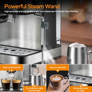 Macchina da Caffè Espresso Professionale Compatta 20 Bar con Montalatte a Vapore e Serbatoio Acqua da 1,6L, Design Sottile per Uso Domestico - Product Image 5