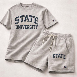 Conjunto de Camiseta y Pantalones Cortos Deportivos para Hombre, Estilo Universitario, Transpirable, para Verano, Venta al Por Mayor - Product Image 4