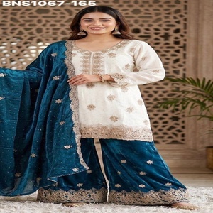 Colección Premium de Trajes Plazzo-Dupatta ZMC con Bordado, Listos para Usar, Proveedor de la India, Compras en Línea en India - Product Image 1