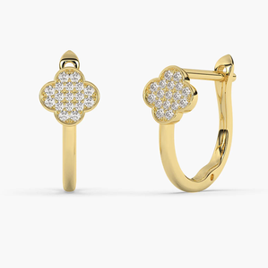 Boucles d'oreilles clous de luxe plaquées or 14 carats, diamants de laboratoire taille brillant rond vintage, pour bijoux de mariage féminins - Product Image 1