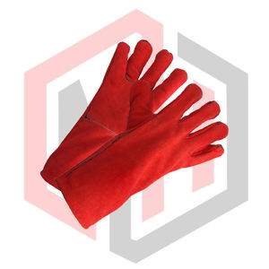 Gants de soudage professionnels en cuir longs rouges épais 7 oz 16 pouces anti-vibration, résistants aux déchirures, ignifuges, anti-coupure et antidérapants - Product Image 3