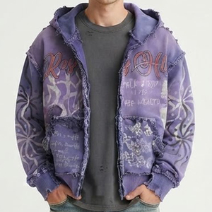 Nuevo Artículo Sudadera con Capucha Extra Grande para Hombre, Diseño Estampado Morado, Tejido Transpirable, Ropa de Otoño, Corte Regular, Bolsillo Frontal con Logotipo - Product Image 1