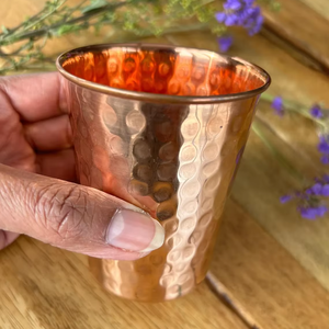 Verre en cuivre pur martelé avec finition polie miroir brillante, verre en cuivre naturel pur à 100% - Product Image 1