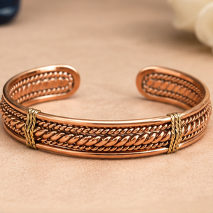Pure Copper Twisted <b>Rope</b> Cable Wire Wrapped Open Cuff Therapy <b>Bracelet</b> Fashionable Metal Jewelry Exquisite Craftsmanship - Product Image 5