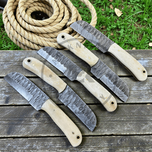 Cuchillo de caza estilo vaquero de acero de Damasco hecho a mano, con hoja fija de punta caída de 7 pulgadas, con empuñaduras de resina acrílica, OEM - Product Image 4