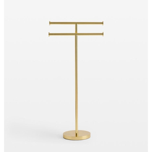 Porte-serviettes en métal noir exceptionnel avec poteau cylindrique et base ronde pour la maison, les hôtels, les salles de bain, supports et étagères de rangement - Product Image 4