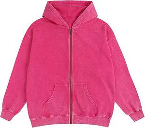 Sudadera con capucha para hombre, 100% algodón, lavado ácido, con cremallera completa, forro polar piqué grueso, estilo vintage, marca personalizada - Product Image 1