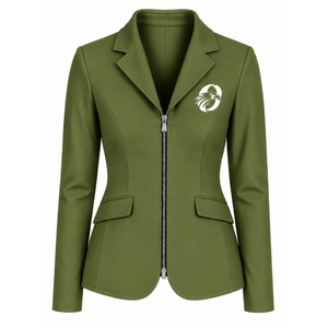 Chaqueta Ecuestre Verde Oliva para Mujer, Corte Entallado, Blazer Elegante para Montar a Caballo, Abrigo para Competencia Ecuestre, Venta al Por Mayor Personalizada - Product Image 1