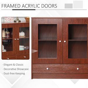 Buffet de cuisine de style français fait main, meuble de rangement marron avec portes en acrylique encadrées, idéal pour villa - Product Image 4