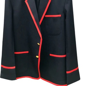Customized <b>Women</b> Sorority Fraternity Heritage Masonic Regalia Greek Apparel White Blazer <b>Coat</b> <b>Women's</b> Black Red Trim Notched - Product Image 2