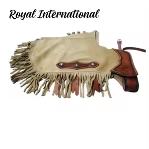 Polainas de Cuero Blanco Premium para Montar a Caballo Estilo Vaquero Occidental con Flecos, Hechas a Mano, para Rodeo, Equitación, Protección de Piernas, Equipo de Rancho - Product Image 1