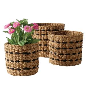 Juego de 3 cestas de mimbre de algas marinas y yute, cestas de almacenamiento hechas a mano, venta al por mayor, ecológicas, hechas en Vietnam - Product Image 1