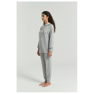 Ensemble deux pièces streetwear personnalisé de haute qualité pour femme : sweat à capuche zippé uni à manches longues et pantalon de survêtement ample à jambes larges - Product Image 1