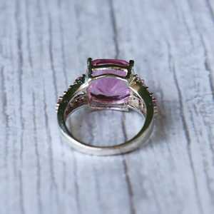 Pink Sapphire <b>Ring</b> 925 Sterling Silver Cushion Cut Vintage Cocktail Fine Jewelry Elegant Gift For Women - Product Image 2