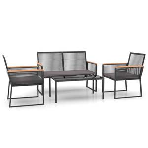 Conjunto de Muebles de Jardín Duraderos de Acero Negro y Poliéster con Vidrio Más Grande, Muebles de Exterior Premium - Product Image 2