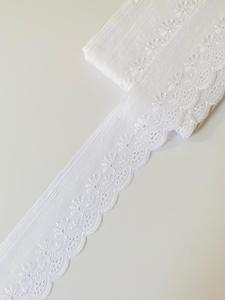 Wide Eye Cotton Eyelet <b>Lace</b> Trim 9cm Soft swiss Voile <b>White</b> 100% Cotton Embroidered Flower Border <b>Lace</b> Trimming for Baby Clothes - Product Image 2