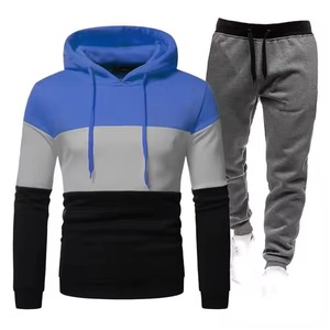 Ensemble de survêtement décontracté pour homme : sweat à capuche color block et pantalon de jogging gris à cordon de serrage, manches longues, idéal pour l'automne - Product Image 3