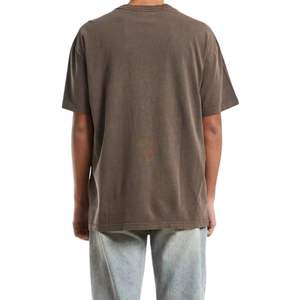 T-shirt Homme Marron à Épaules Tombantes Coupe Oversize Ample en Mélange de Coton Uni Fabricant d'Étiquettes Personnalisées - Product Image 2