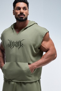 <b>Sleeveless</b> <b>Hoodie</b> <b>Men's</b> Polyester/Cotton Casual Style Pullover Hooded Vest With Kangaroo Pocket Comfortable Relaxed Fit Apparel - Product Image 3