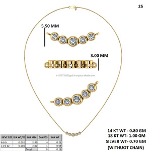 14K <b>Solid</b> <b>Gold</b> Diamond <b>Pendant</b> Necklace Five Stone Bezel Set Chain Jewelry for Wedding Gift Party - Product Image 5