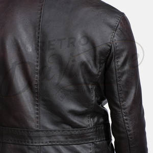 เสื้อเบลเซอร์หนังแท้สีน้ำตาลเข้มสำหรับผู้ชาย ทรงเข้ารูป กระดุมสองเม็ด สไตล์ลำลอง พร้อมกระเป๋าเสื้อ - Product Image 4