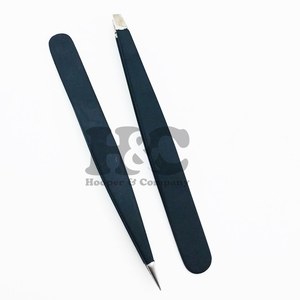 Pinzas Profesionales Negras de Acero Inoxidable, Juego de Pinzas para Cejas con Punta Puntiaguda, Empaque con Logotipo Personalizado, Uso Estético - Product Image 5