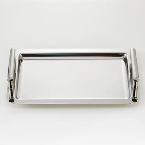 Plateau décoratif rectangulaire en métal avec poignées, design minimaliste, emballage en une seule pièce - Product Image 4