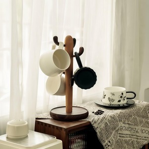 Soporte para Tazas con Forma de Árbol de Bambú Natural, Portavasos Giratorio de Madera para Tazas y Vasos, Ahorro de Espacio, Decoración para Mesa de Cocina, Regalo - Product Image 1