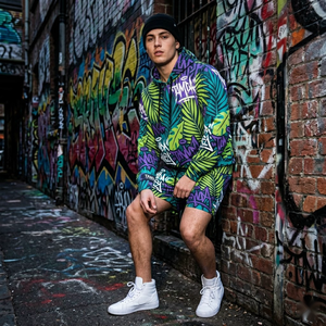 Ensemble veste et short en nylon imperméable personnalisé – Coupe-vent léger |   Ensemble de survêtement d'été avec sweat à capuche et short - Product Image 2