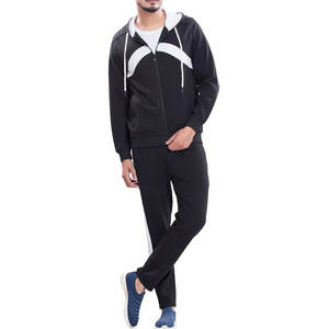 Conjunto Deportivo Premium para Hombre |   Conjunto Deportivo Urbano con Capucha, Chaqueta y Pantalón de Chándal en Negro Obsidiana y Blanco Ártico - Product Image 5
