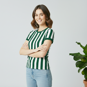 Venta de Fábrica: Camisetas de Mujer en Blanco y Verde, Lisas/Sólidas, 100 Gramos, 100% Algodón, Se Aceptan Todas las Personalizaciones - Product Image 1
