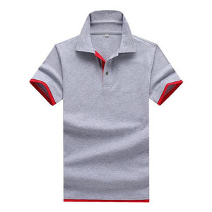 Polo de Manga Corta Negro para Hombre con Ribete Rojo, Diseño Casual de Punto Transpirable, Corte Regular con Botones - Product Image 6