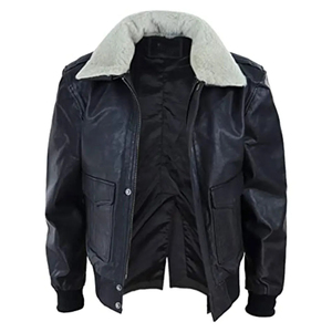 Chaqueta de Cuero Negra Vintage Personalizada para Hombre con Cuello de Sherpa, Abrigo Grueso para Invierno - Product Image 5