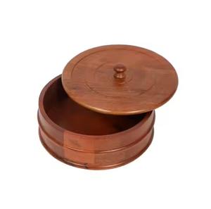 Caja de Madera Hecha a Mano de Gran Tamaño para Chapati, Contenedor de Almacenamiento de Roti de Madera Maciza con Tapa - Product Image 4