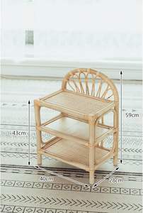 Étagère d'appoint en rotin naturel à 3 niveaux avec étagères tressées pour le rangement dans le salon et la chambre à coucher, organiseur en rotin à 3 niveaux - Product Image 4