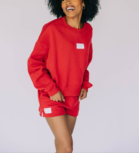 350G Women Regular Thickened Loose Long Sleeve Crewneck <b>Sweater</b> Custom Logo Sweatshirts Shorts Fleece Tracksuit - Product Image 6