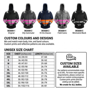 Veste réfléchissante unisexe haute visibilité noire et violette, vêtements de travail de sécurité avec capuche - Product Image 2