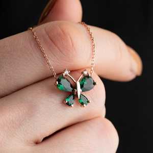 Hallmark Rhodium Plated Silver Dragonfly Necklace with Green Zircon and Pearl - Product Image 4